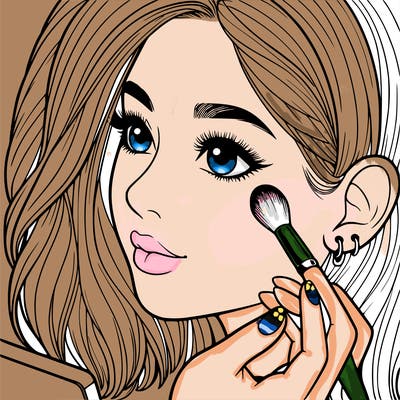 a realistic girl doing her makeup