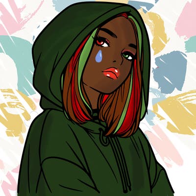 a realistic girl in a hoodie