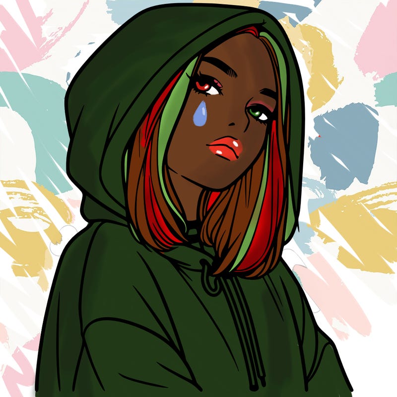 a realistic girl in a hoodie
