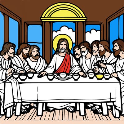 jesus shares the last supper with twelve apostles