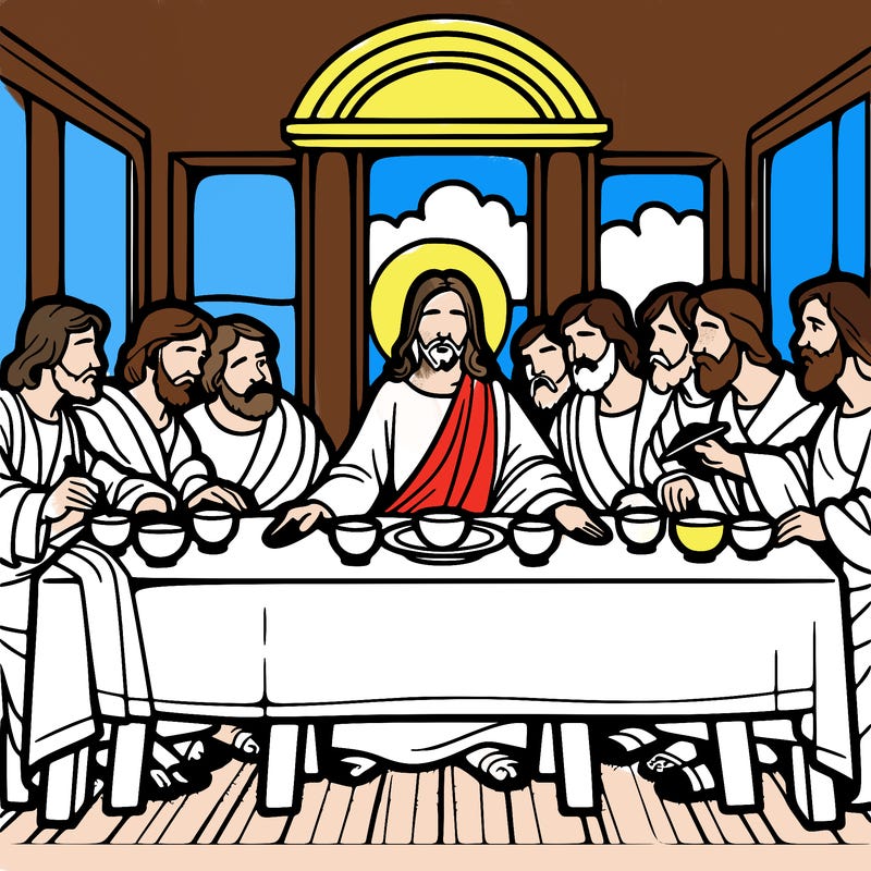 jesus shares the last supper with twelve apostles