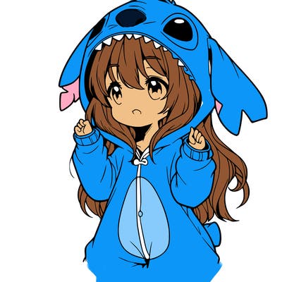 anime girl in a stitch onsie