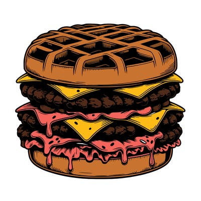 realistic waffle burger