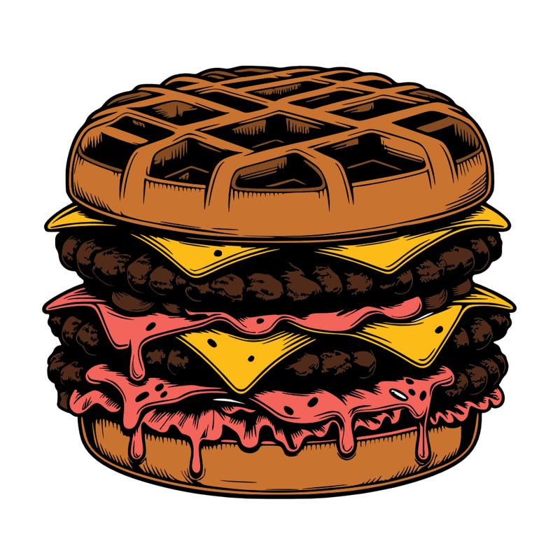 realistic waffle burger