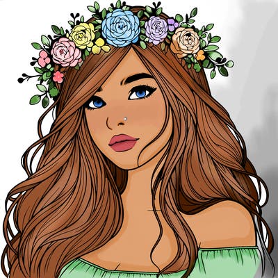 realistic girl with flower crown