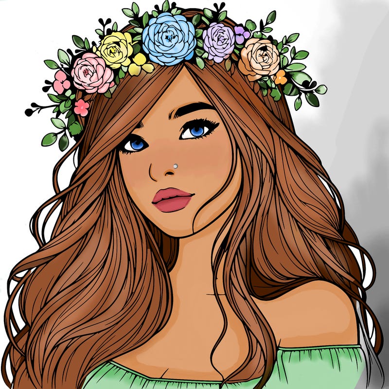 realistic girl with flower crown