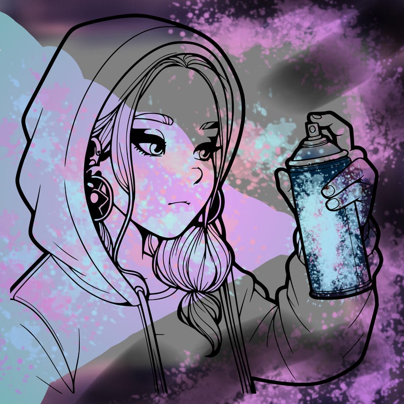 a realistic girl, spray painting