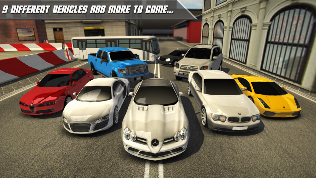 Car Parking free - The Real Driving Experience - Una colección diversa de coches de lujo y una camioneta pickup en el simulador de conducción Car Parking free.