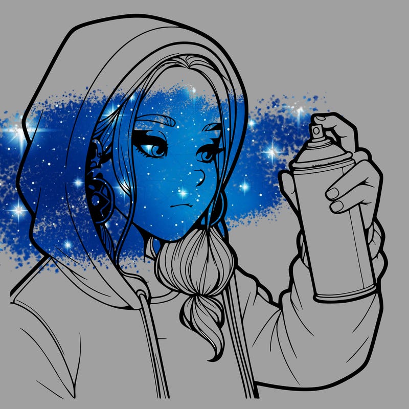a realistic girl, spray painting