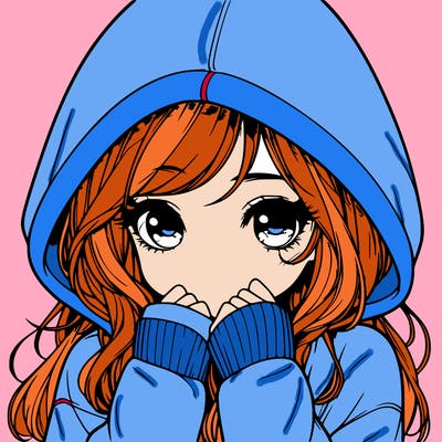 realistic shy girl with hoodie