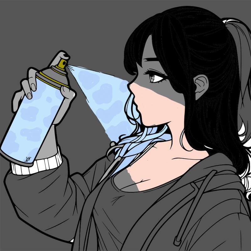 a realistic girl spray, painting