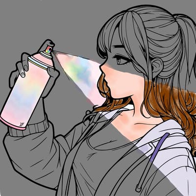 a realistic girl spray, painting