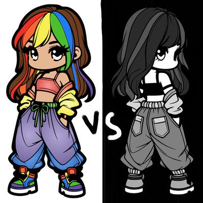 girl in crop top and baggy pants