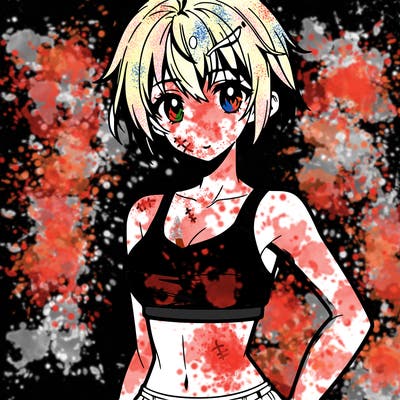 anime girl wearing crop top