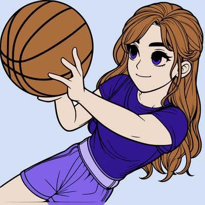 realistic girl playing basketball