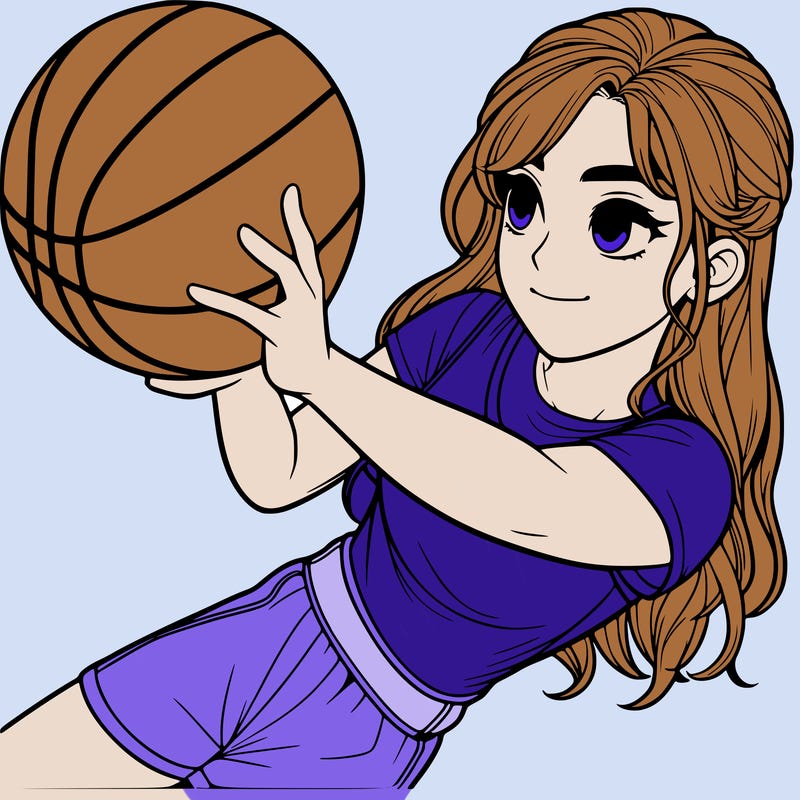 realistic girl playing basketball