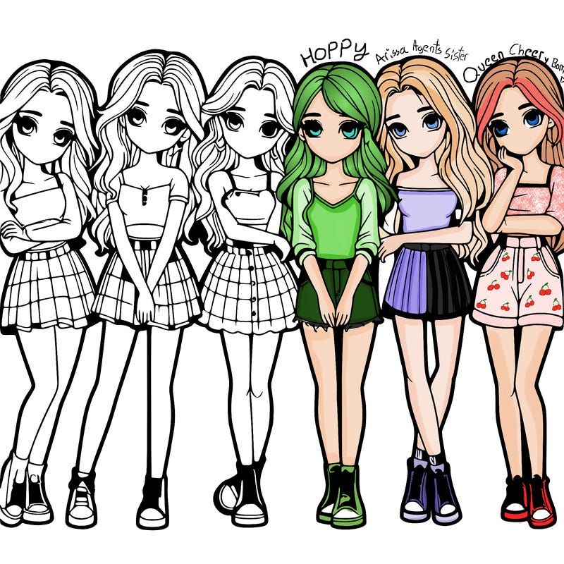 a group of girls realistic