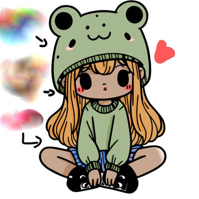 a girl wearing a frog hat and some frog socks