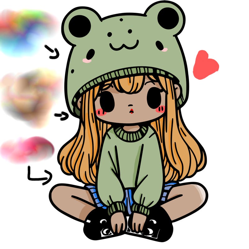 a girl wearing a frog hat and some frog socks