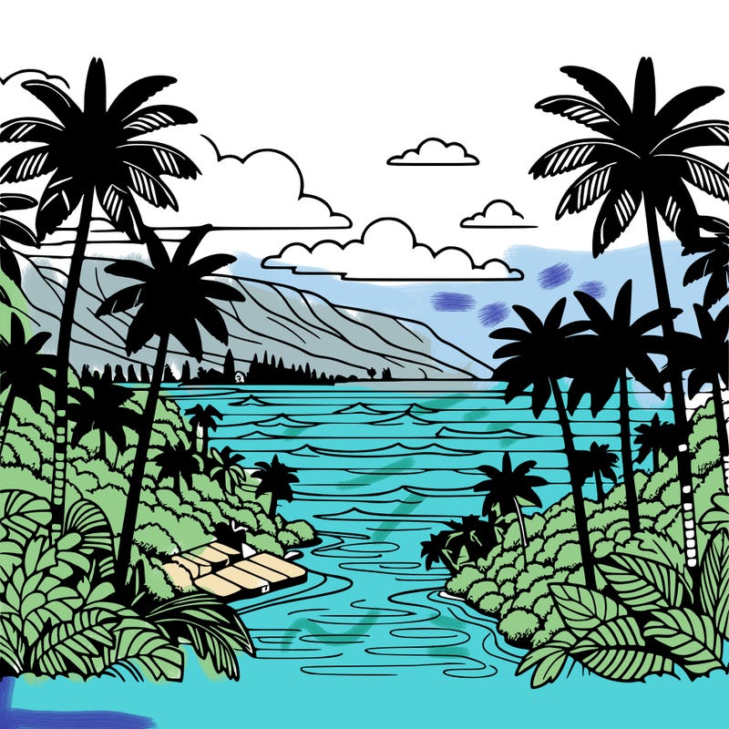 view of the ocean in hawaii lots of palm trees and beautiful view