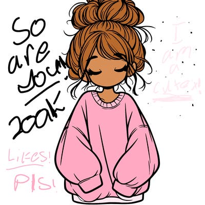 girl with baggy sweatshirt and messy bun