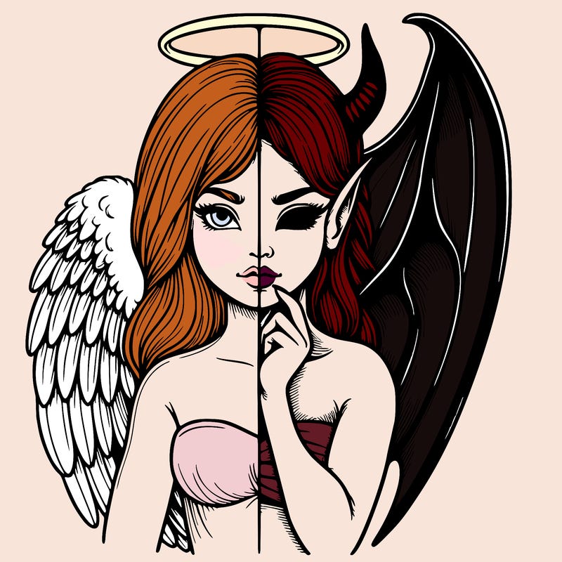 realistic angel half demon