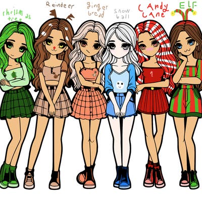 a group of girls realistic