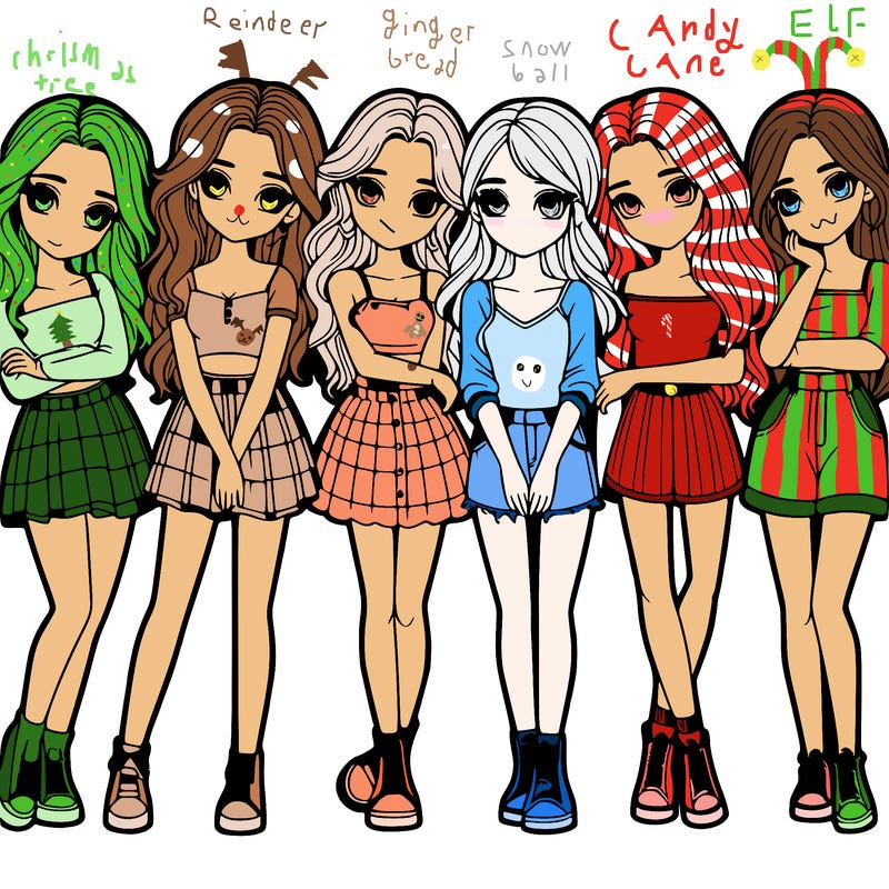 a group of girls realistic