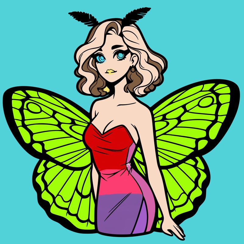 woman with moth wings