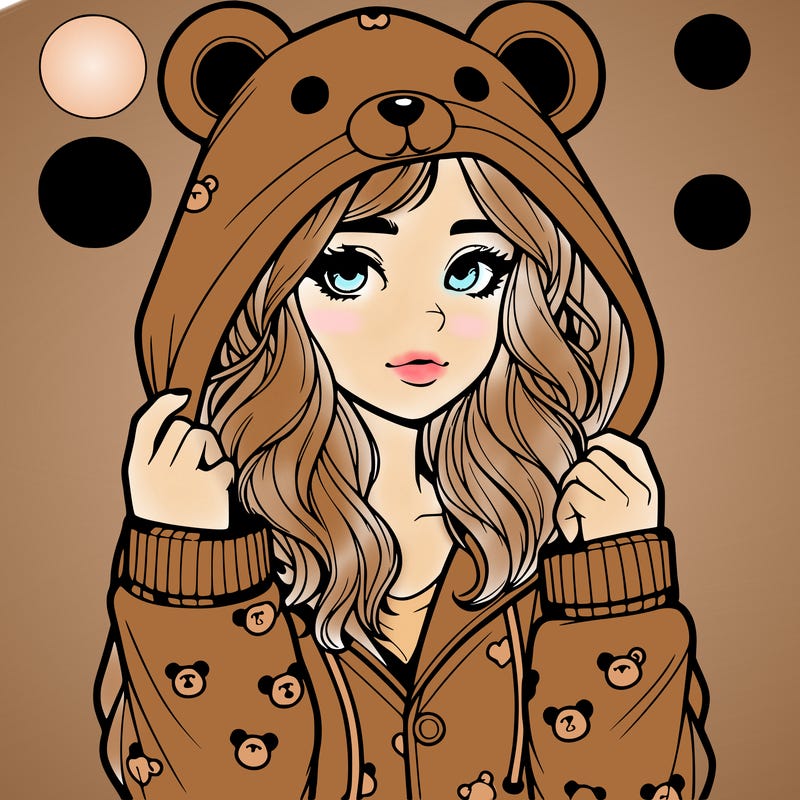 realistic girl in a animal pjs hoodie