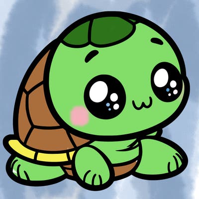 cute little animated turtle