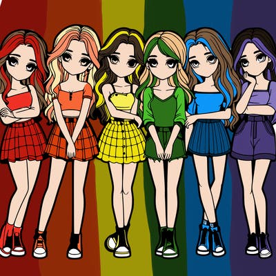 a group of girls realistic