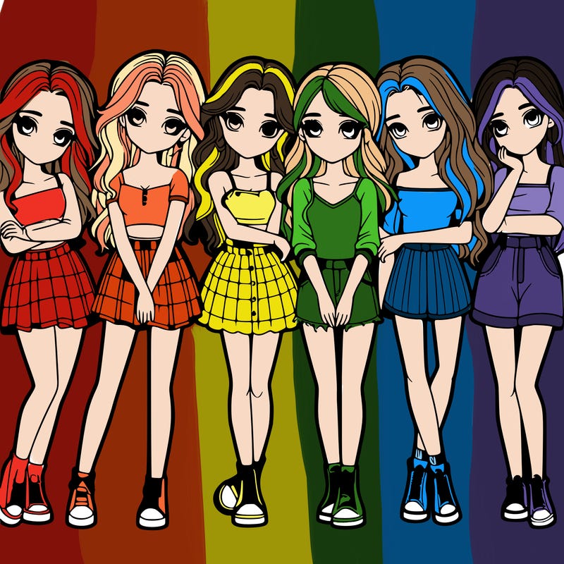 a group of girls realistic