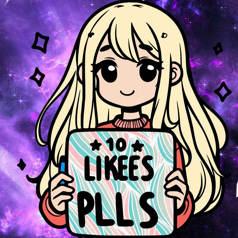 girl holding a sign that says 10 likes pls