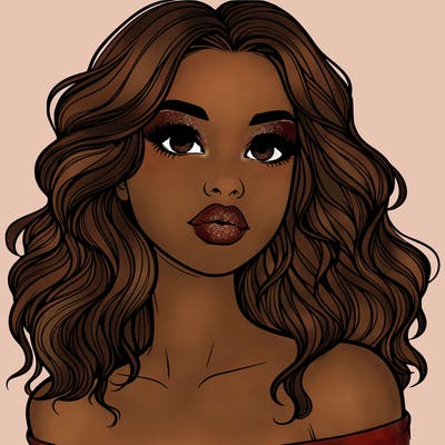 realistic girl with wavy hair and lips