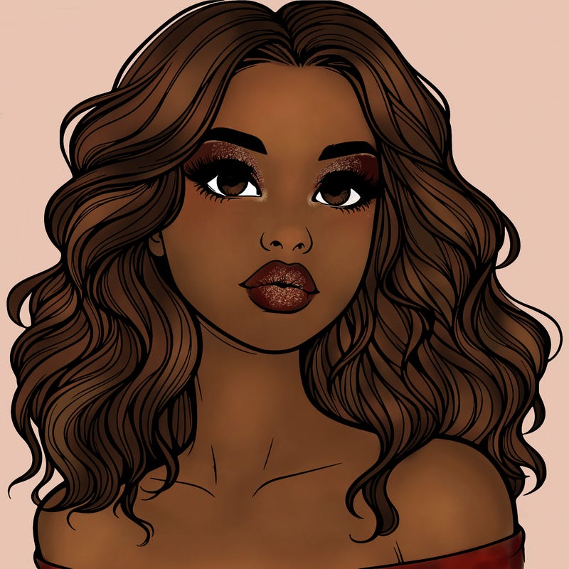 realistic girl with wavy hair and lips