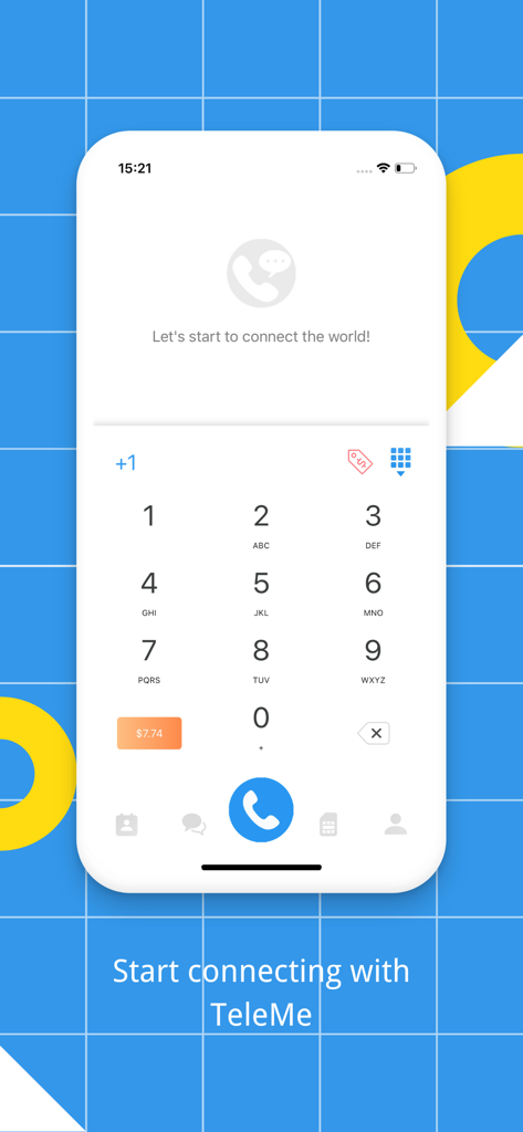 TeleMe – Record on 2nd Number - TeleMe app interface showing the dial pad for making calls with a second phone number.