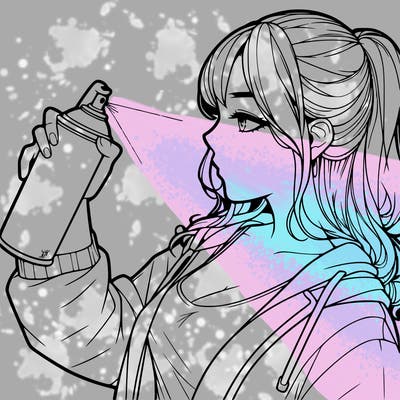 a realistic girl spray, painting
