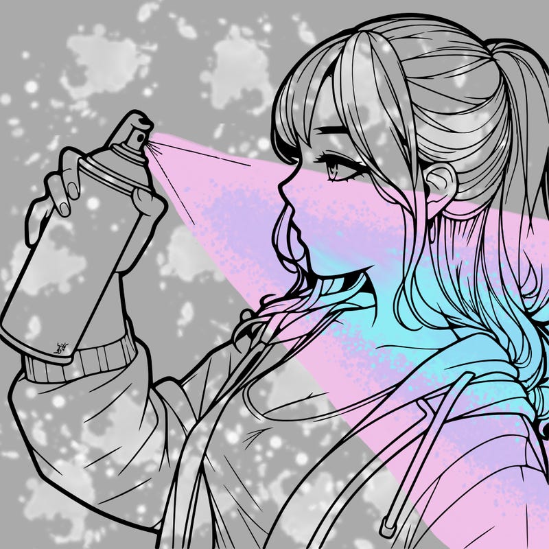 a realistic girl spray, painting