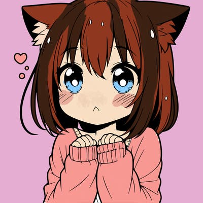 shy anime catgirl