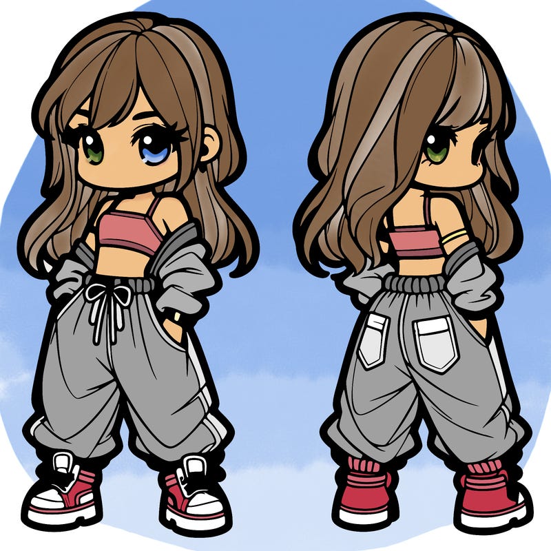 girl in crop top and baggy pants