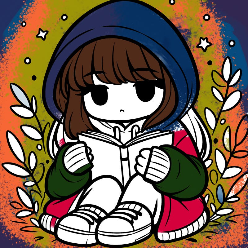 girl in oversized hoodie reading a book