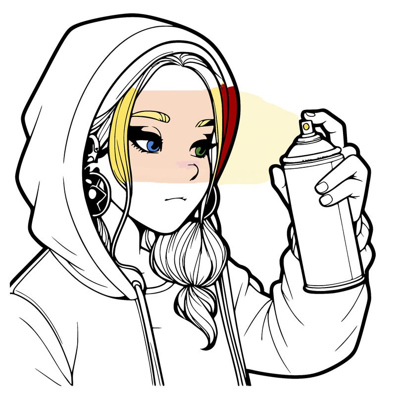 a realistic girl, spray painting