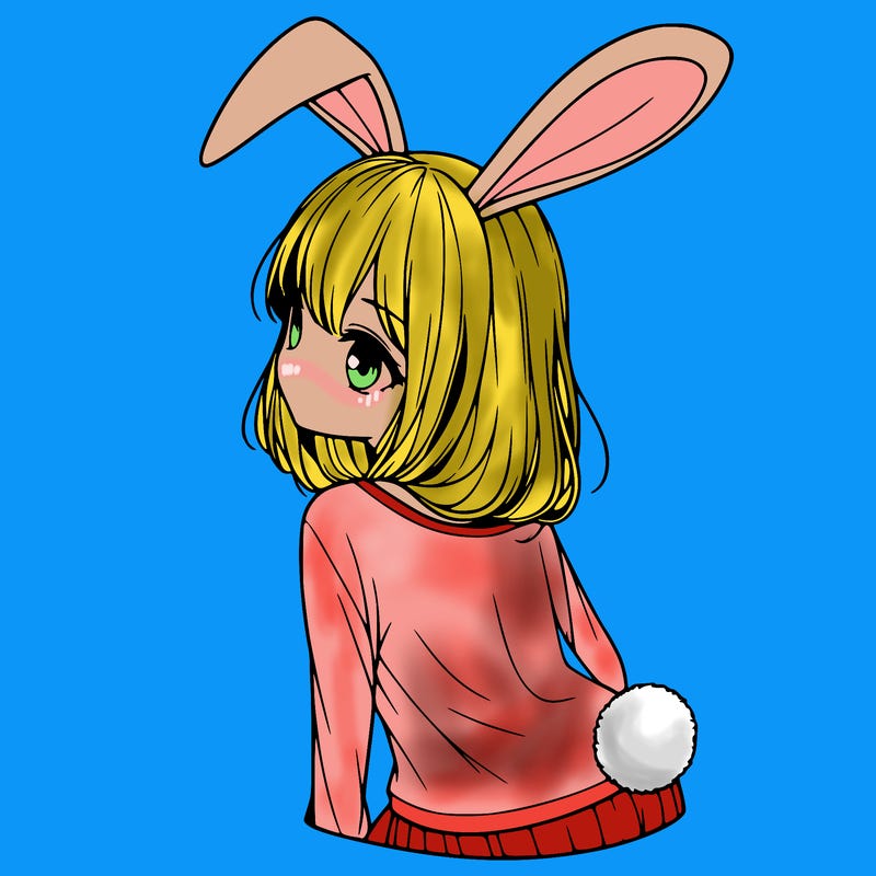 realalistic  girl with little bunny ears and tail