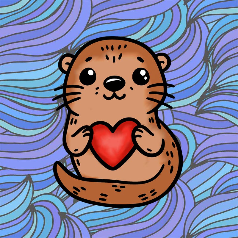 otter with a heart