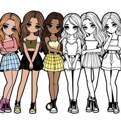 a group of girls realistic