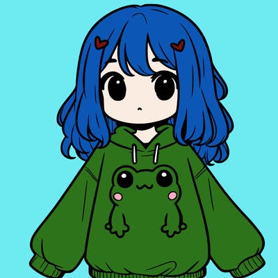 girl wearing frogging sweatshirt