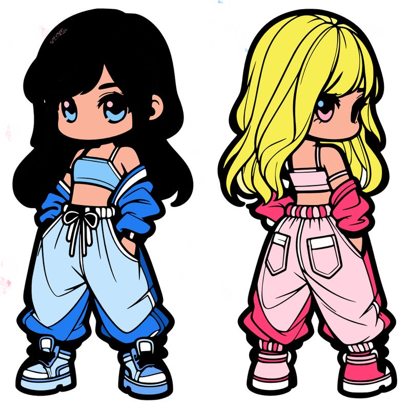 girl in crop top and baggy pants