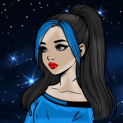 realistic girl with a high ponytail