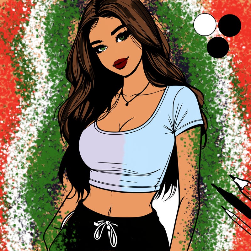 beautiful girl cropped tshirt and sweatpants realistic